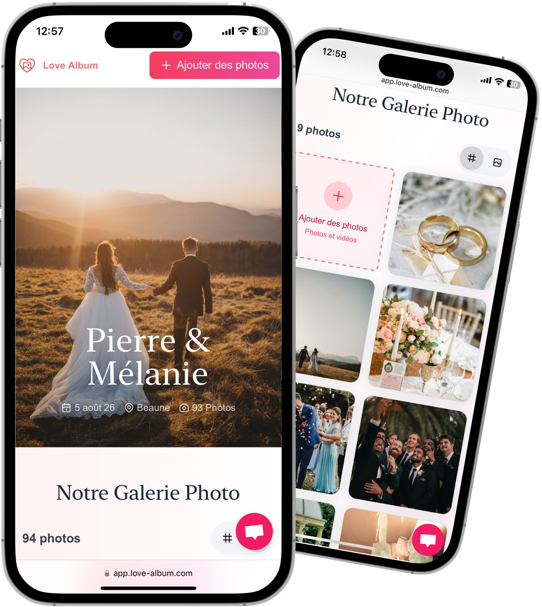 Exemple d'album Love Album avec des QR codes